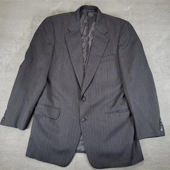 Hickey Freeman Canterbury Mens 2 Piece Suit 42L Gray Wool 35 Pleated Pants USA